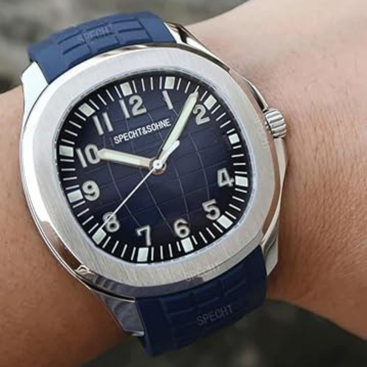 Ruber Strap Square Dial Watch for Men Boys (Without Date)