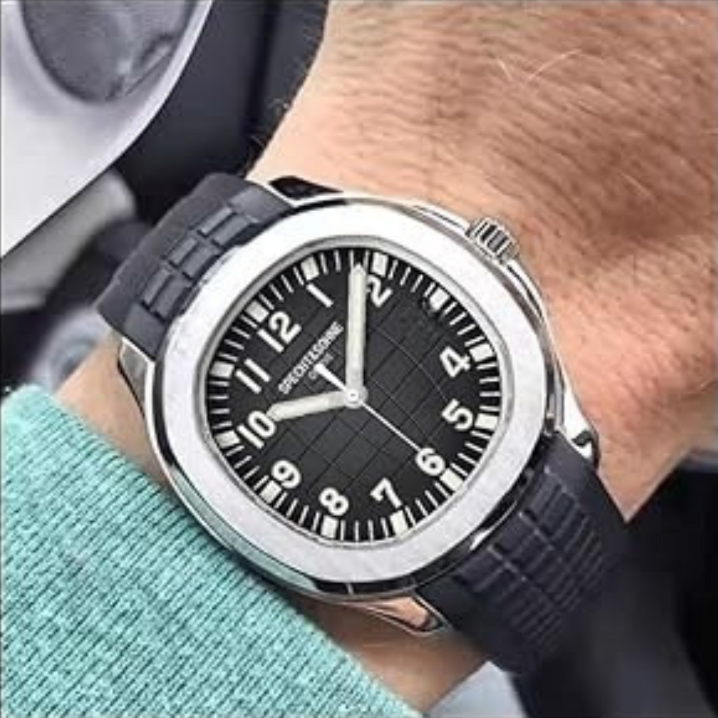 Ruber Strap Square Dial Watch for Men Boys (Without Date)