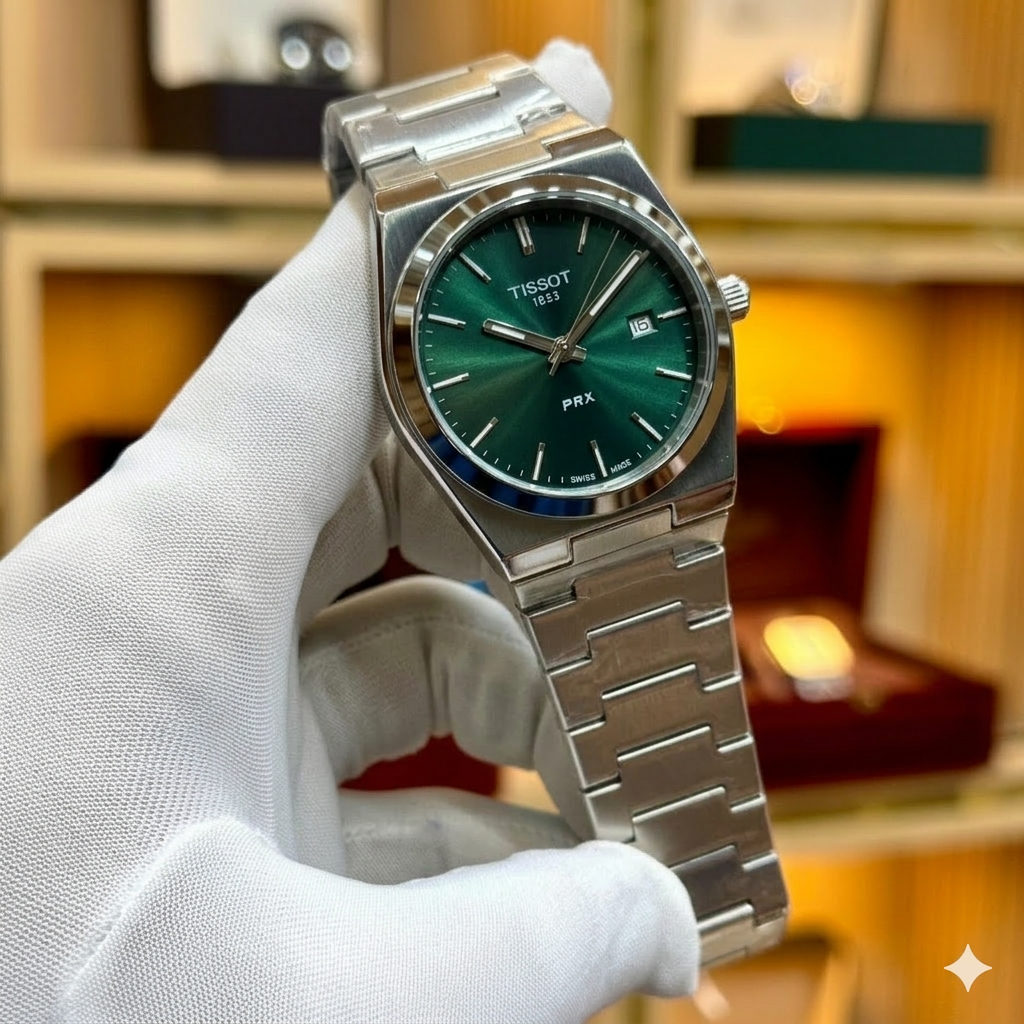 Tissot prx stainless steel with date. Premium Quality luxury watch (Plain Dial)