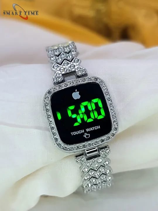 Sqaure Digital Diamond Touch LED Watch for Women Girls