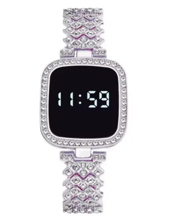 Sqaure Digital Diamond Touch LED Watch for Women Girls