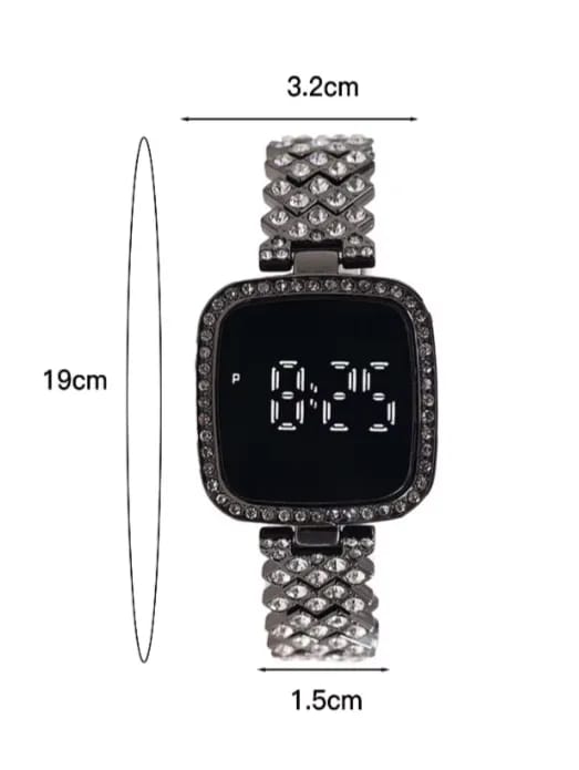Sqaure Digital Diamond Touch LED Watch for Women Girls