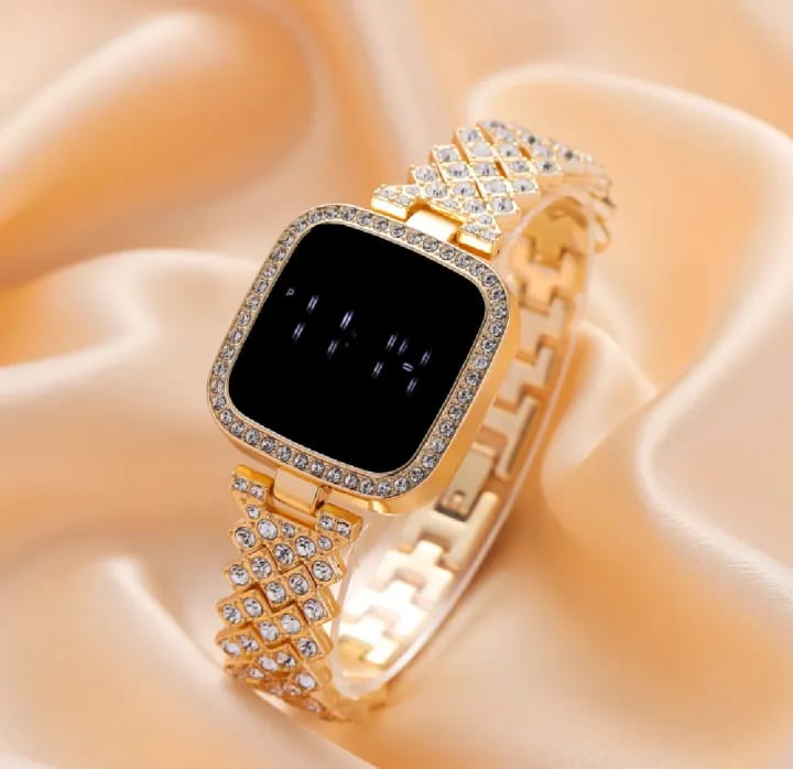 Sqaure Digital Diamond Touch LED Watch for Women Girls