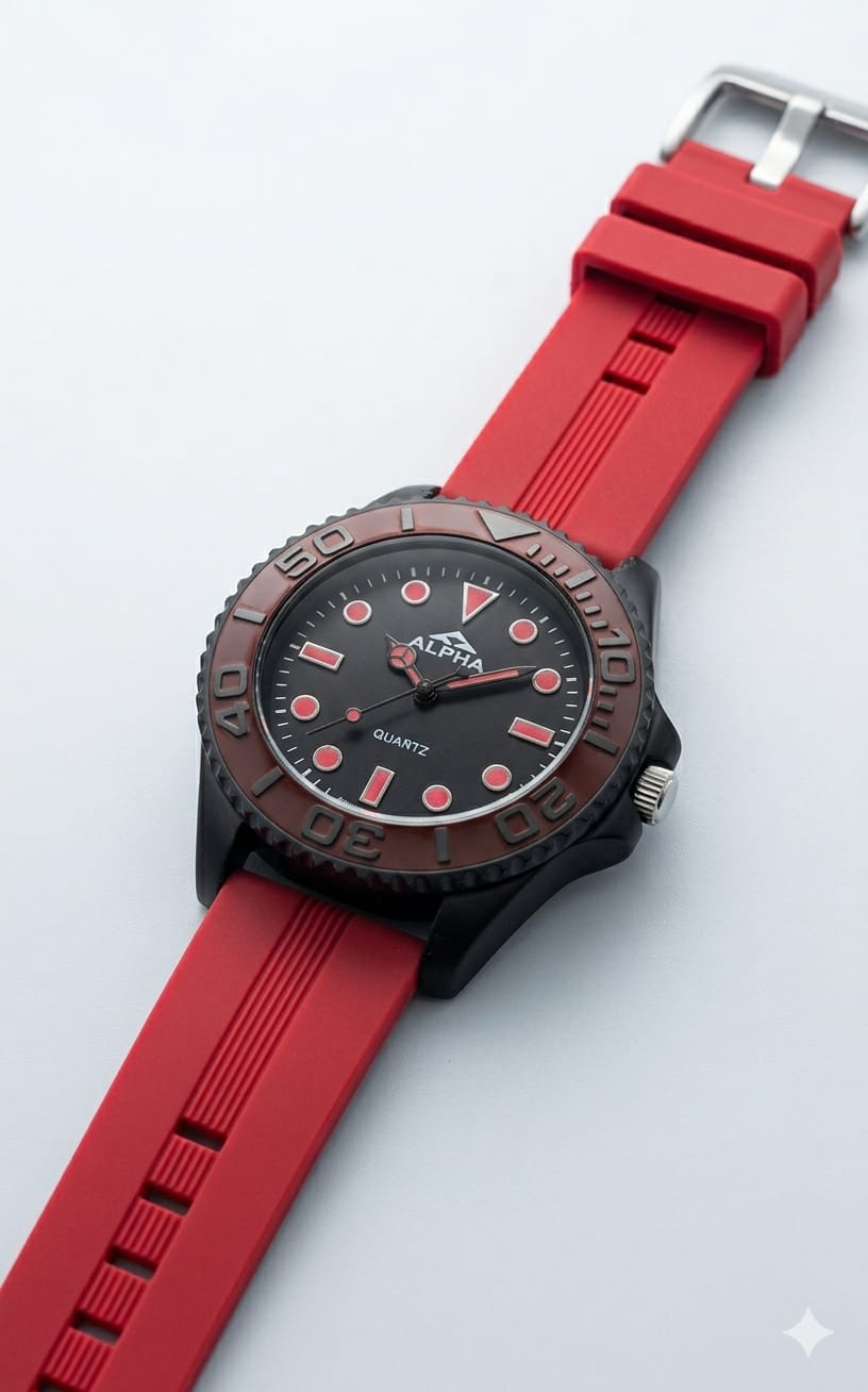 Alpha "Panda" Diver –Silicone Strap Sports Edition(Non Rotational Bezel)