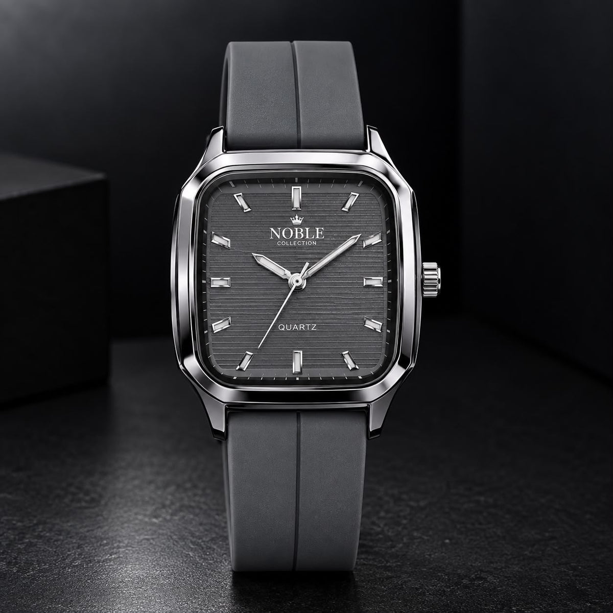 Noble Collection Luxury Square Dial Watch for Men – Premium Silicone Strap with Magnetic Lock