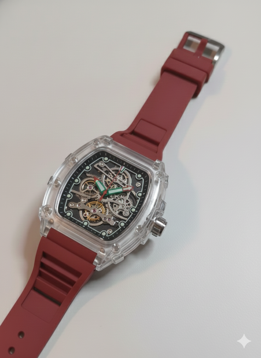 Frank Muller Transparent Dial Latest Article Watch with Rubber Strap(Plastic Case)