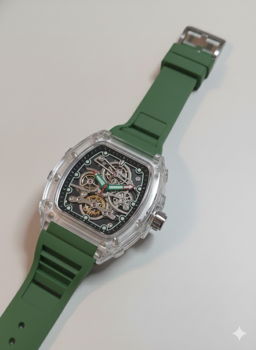 Frank Muller Transparent Dial Latest Article Watch with Rubber Strap(Plastic Case)