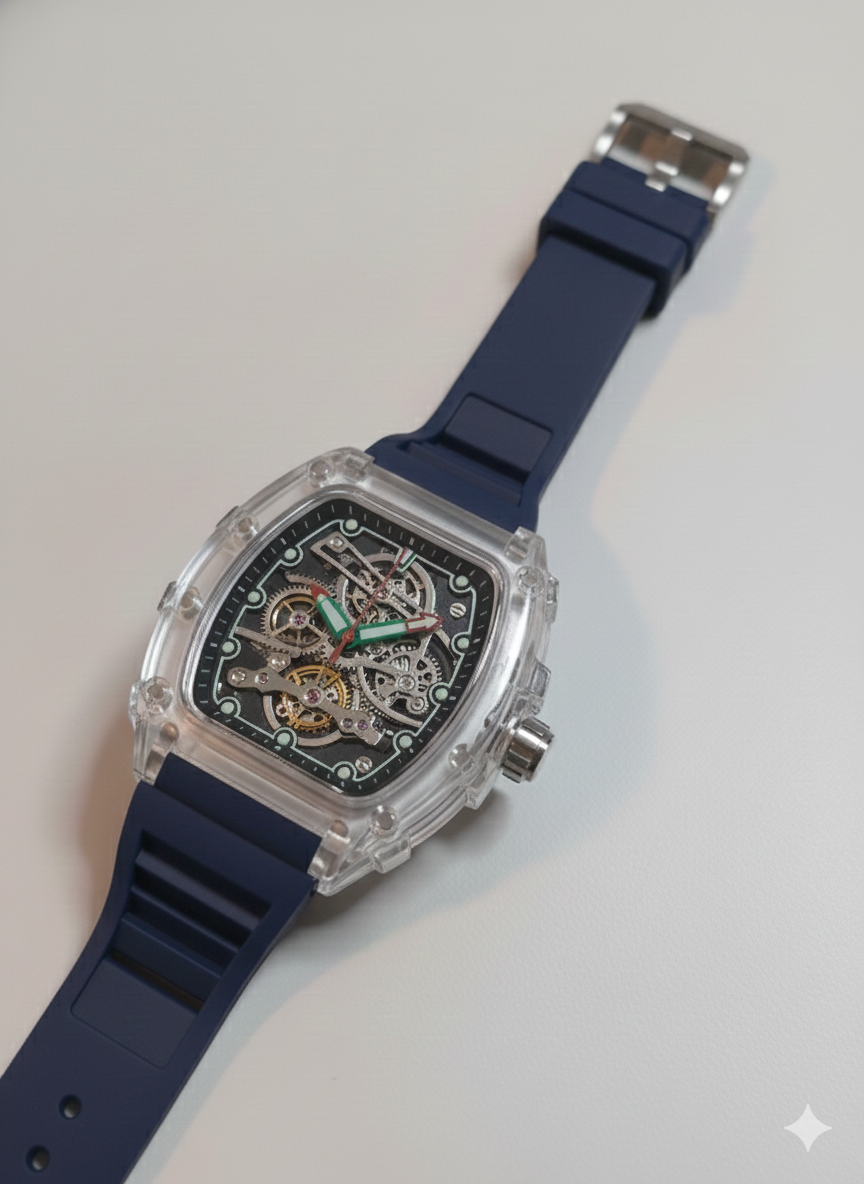 Frank Muller Transparent Dial Latest Article Watch with Rubber Strap(Plastic Case)