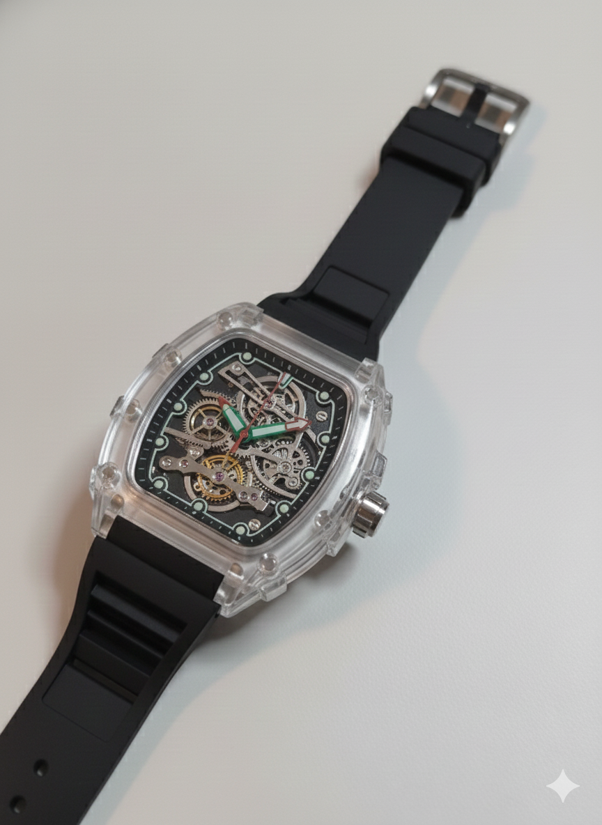 Frank Muller Transparent Dial Latest Article Watch with Rubber Strap(Plastic Case)