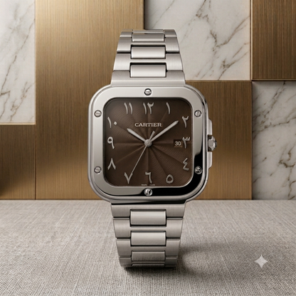 CARTIER Tank Watch with Arabic Index Dial – Premium Stainless Steel Bracelet