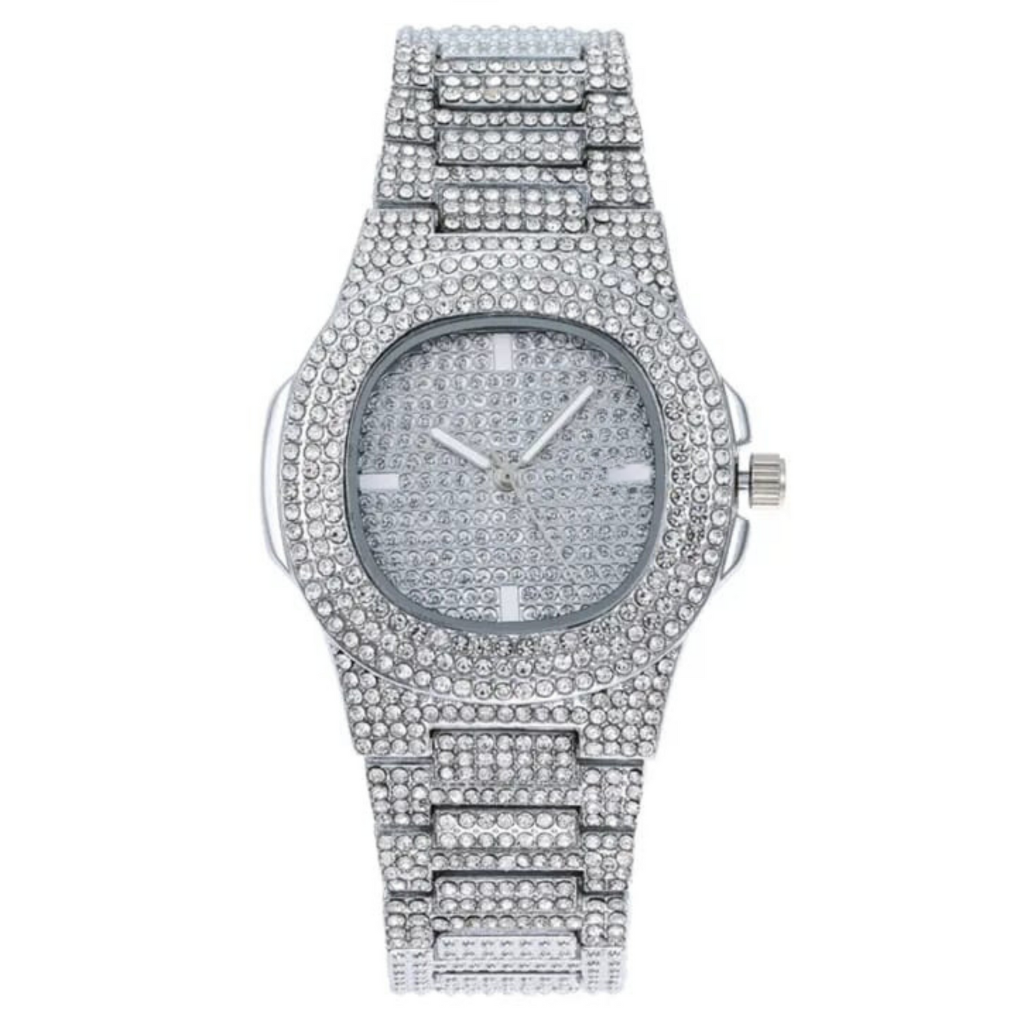 Trendy Square Diamond Iced Out Watch for Men Women - Stainless Steel Classic Wristwatch