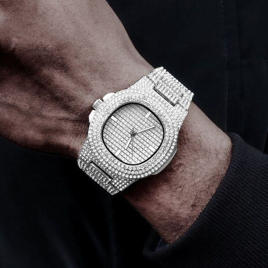 Trendy Square Diamond Iced Out Watch for Men Women - Stainless Steel Classic Wristwatch