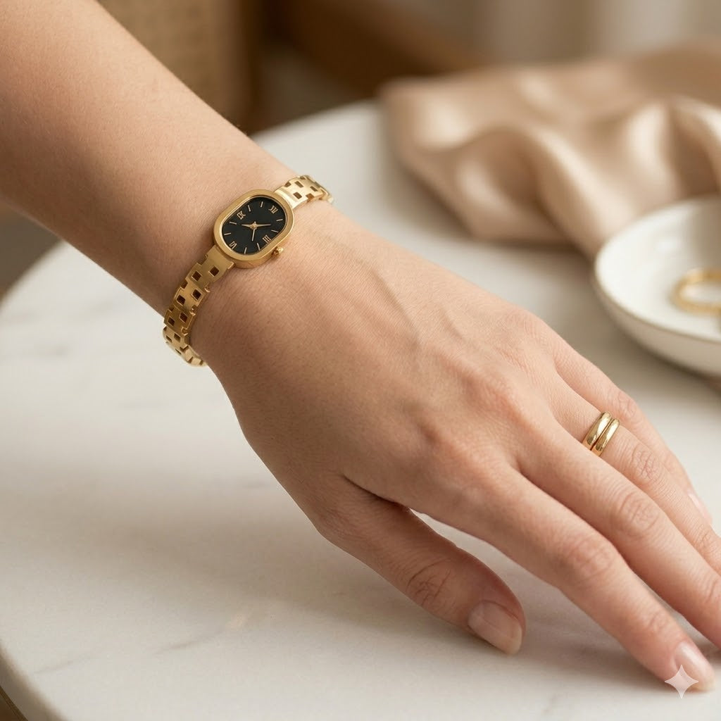 Stainless steel watch dial handcuff bracelet