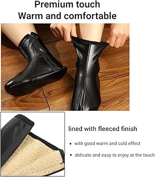 Warm Leather Socks Zipper Moza for Men Women