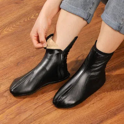 Warm Leather Socks Zipper Moza for Men Women