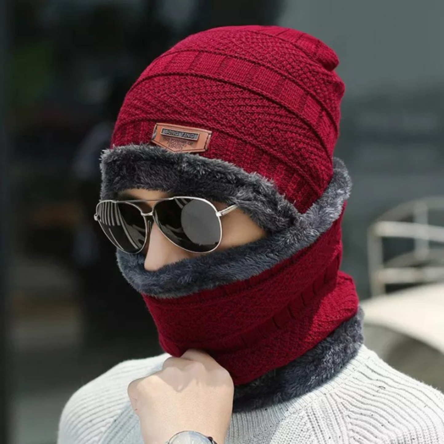 Beanie cap-Wool cap with neck warmer for men women| Winter cap for Unisex