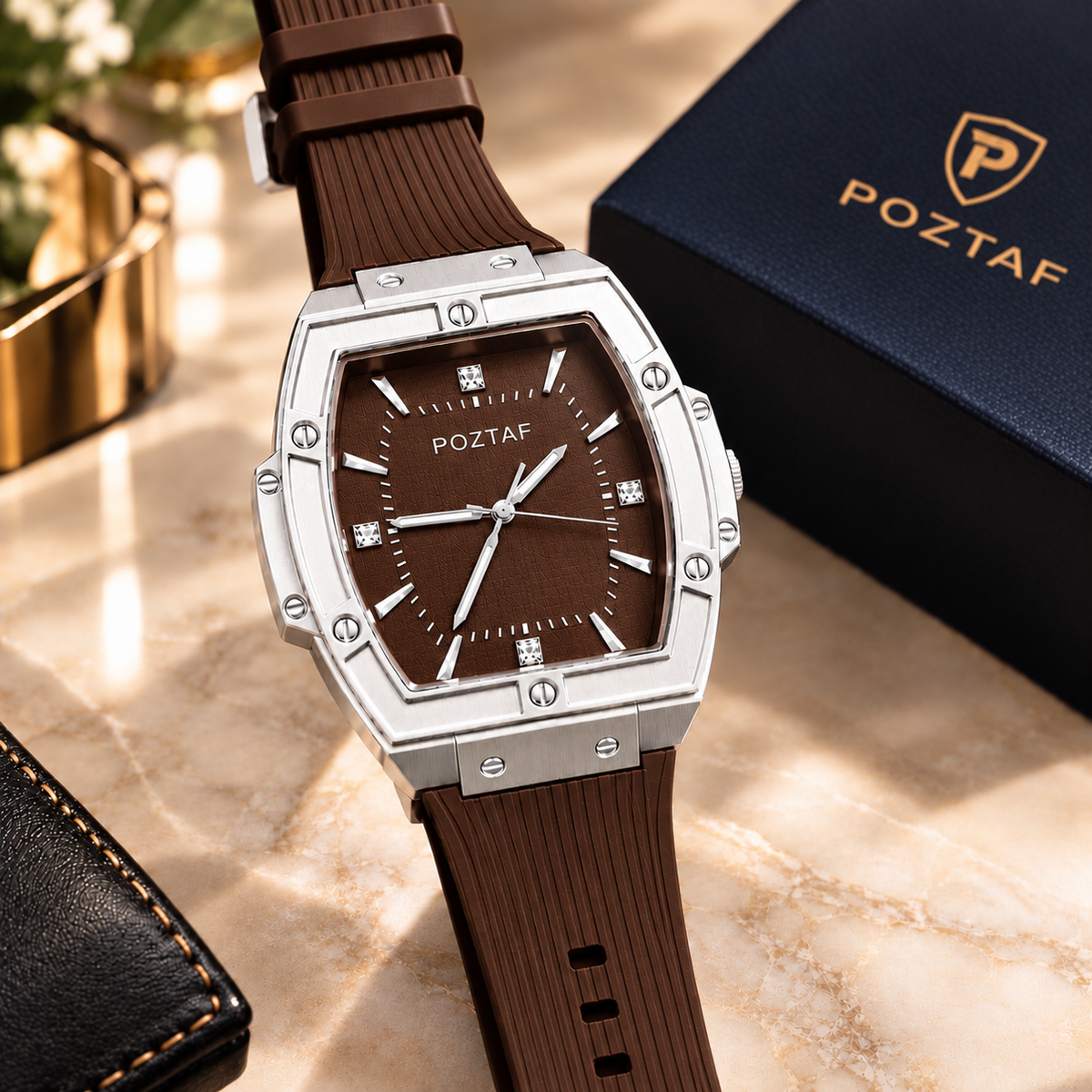 Rubber Strap Luxury Men’s Watch – Premium Stainless Steel Case with Silicone