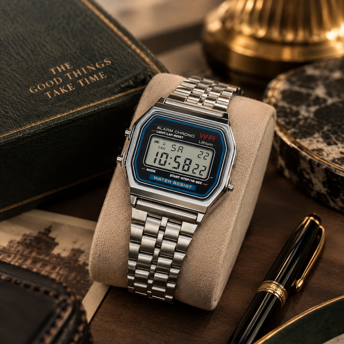 Retro Digital Stainless Steel Watch – Vintage Old Money Style