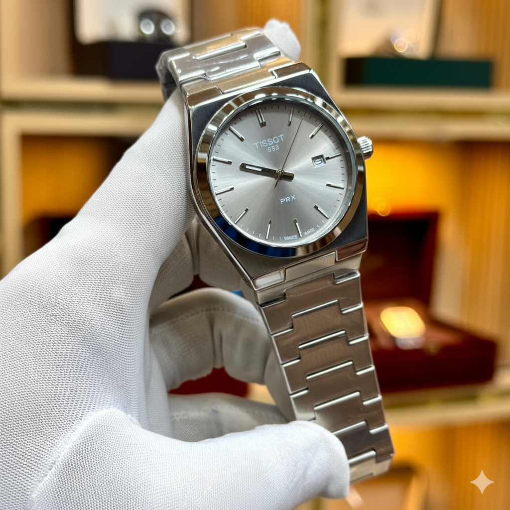 Tissot prx stainless steel with date. Premium Quality luxury watch (Plain Dial)