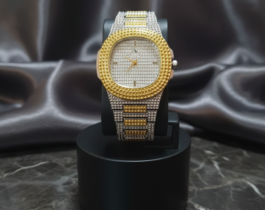Trendy Square Diamond Iced Out Watch for Men Women - Stainless Steel Classic Wristwatch