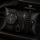 Luxury Black Chronograph Watch & 5-Piece Men’s Accessories Combo