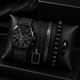 Luxury Black Chronograph Watch & 5-Piece Men’s Accessories Combo