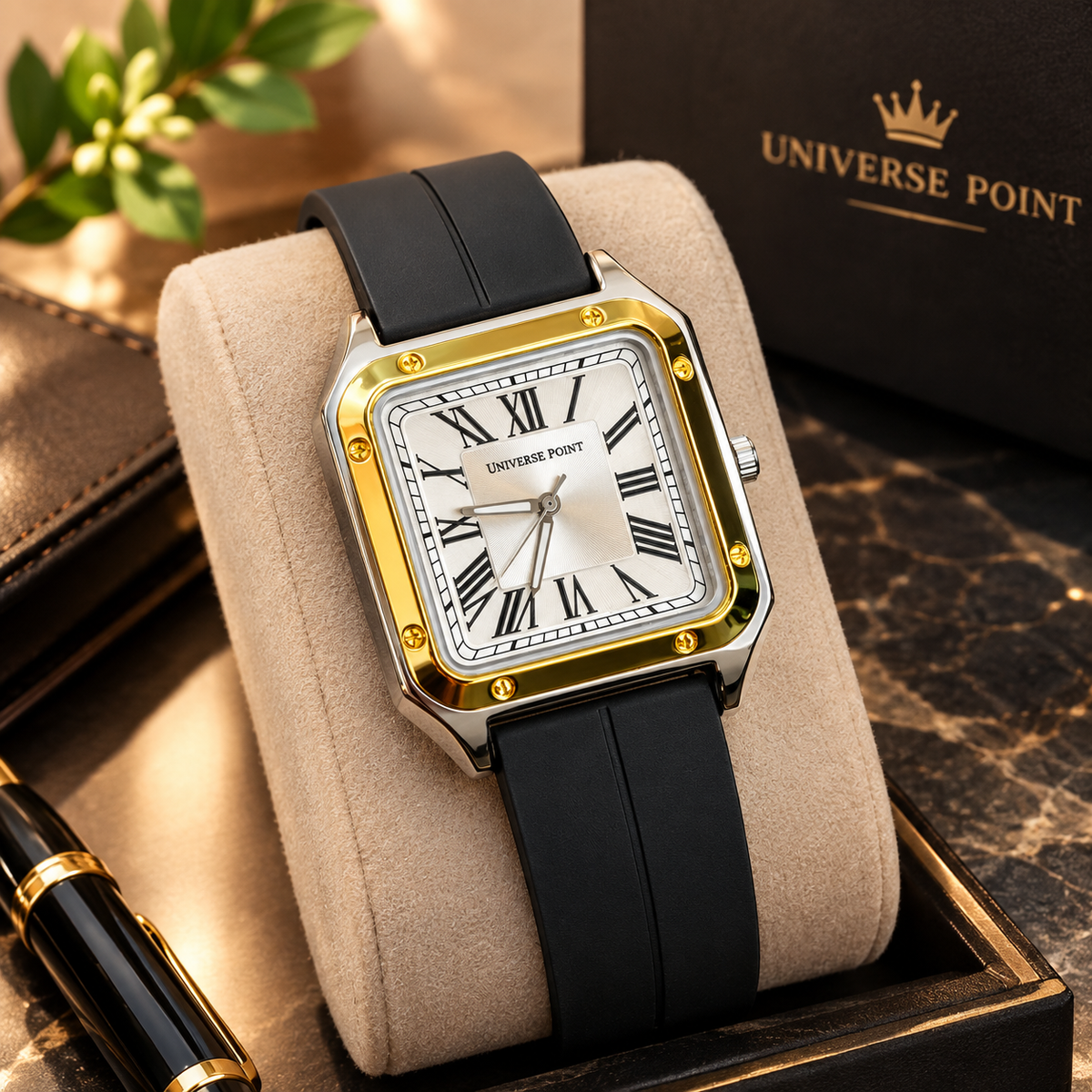 Luxury Square Dial Premium Silicone Strap Watch for Men