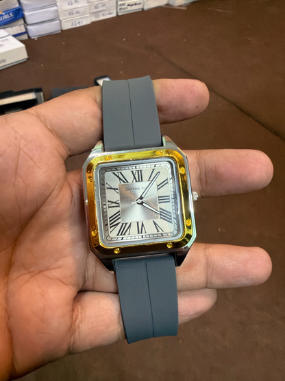 Luxury Square Dial Premium Silicone Strap Watch for Men