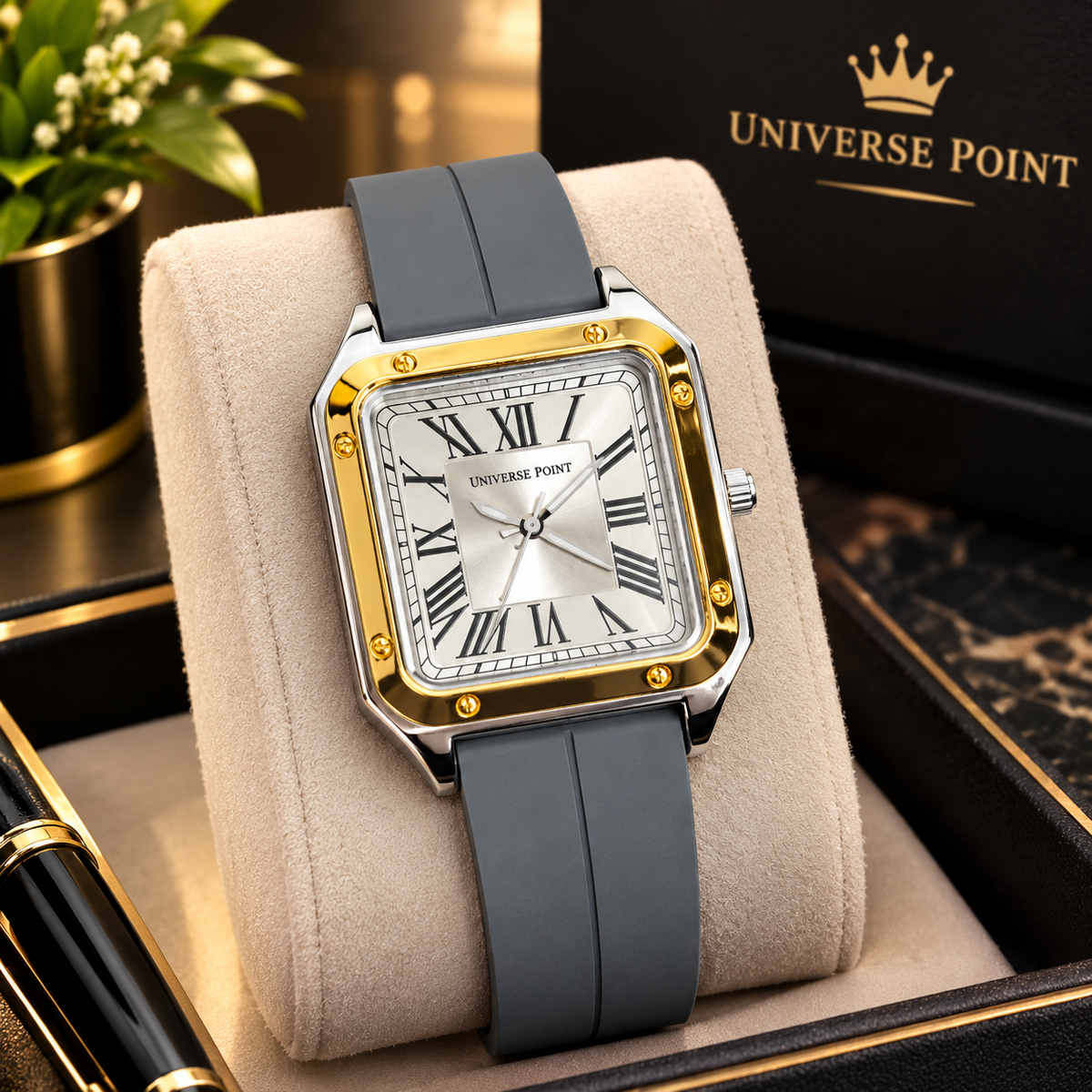 Luxury Square Dial Premium Silicone Strap Watch for Men