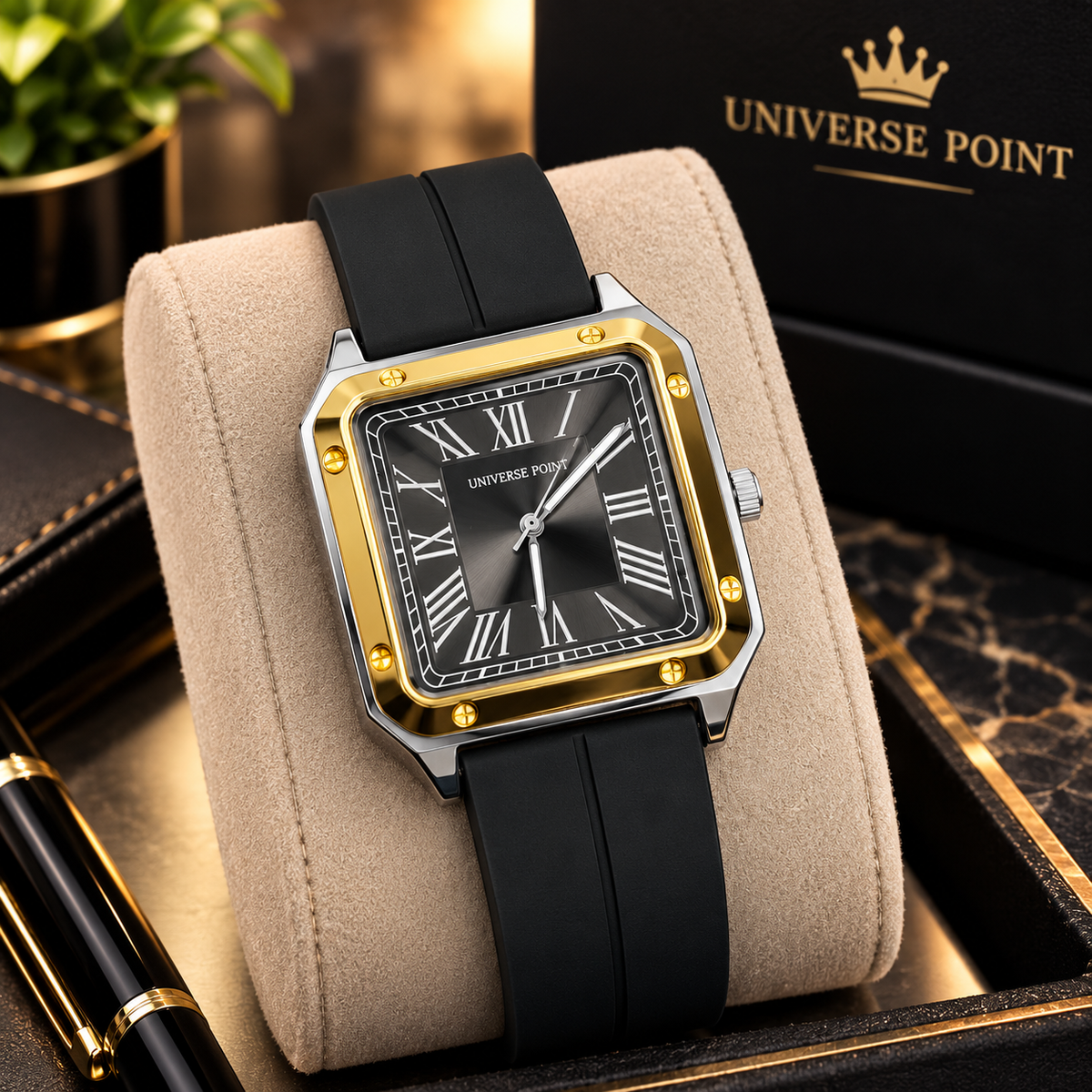 Luxury Square Dial Premium Silicone Strap Watch for Men
