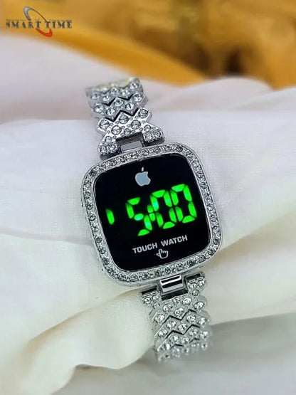 Sqaure Digital Diamond Touch LED Watch for Women Girls