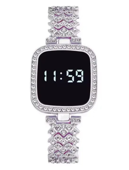 Sqaure Digital Diamond Touch LED Watch for Women Girls