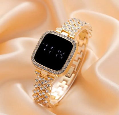 Sqaure Digital Diamond Touch LED Watch for Women Girls