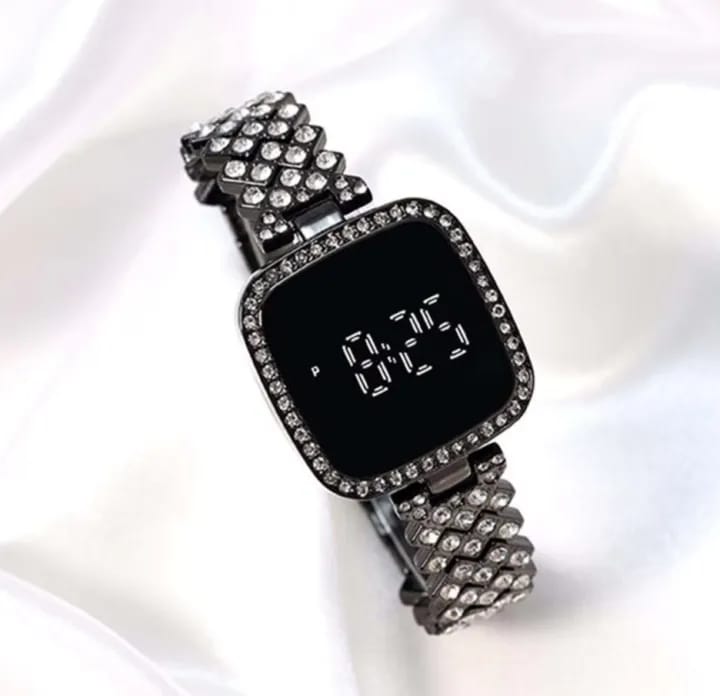 Sqaure Digital Diamond Touch LED Watch for Women Girls