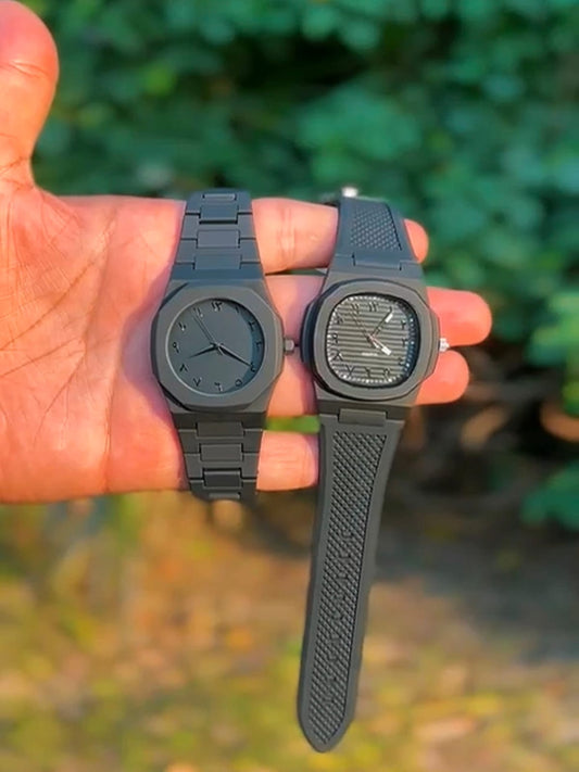 Hot Deal Pack of 2 Black Arabic Aura Watches(Fiber Lightweight)