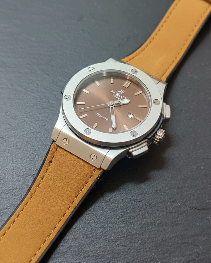 HUBLOT Leather Strap Watch In Master Lock