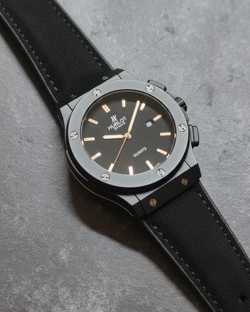 HUBLOT Leather Strap Watch In Master Lock