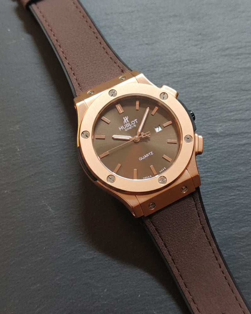 HUBLOT Leather Strap Watch In Master Lock