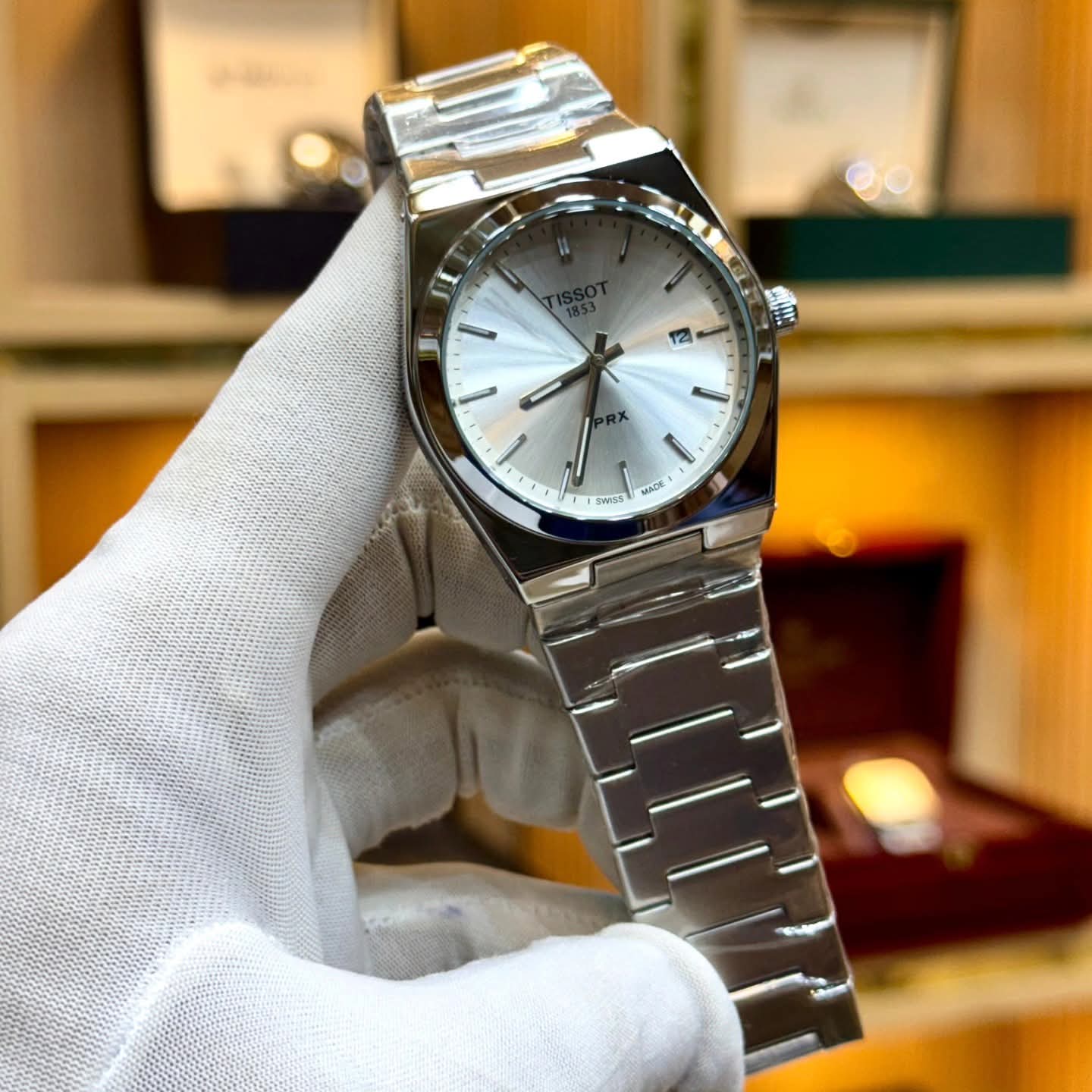 Tissot prx stainless steel with date. Premium Quality luxury watch (Plain Dial)