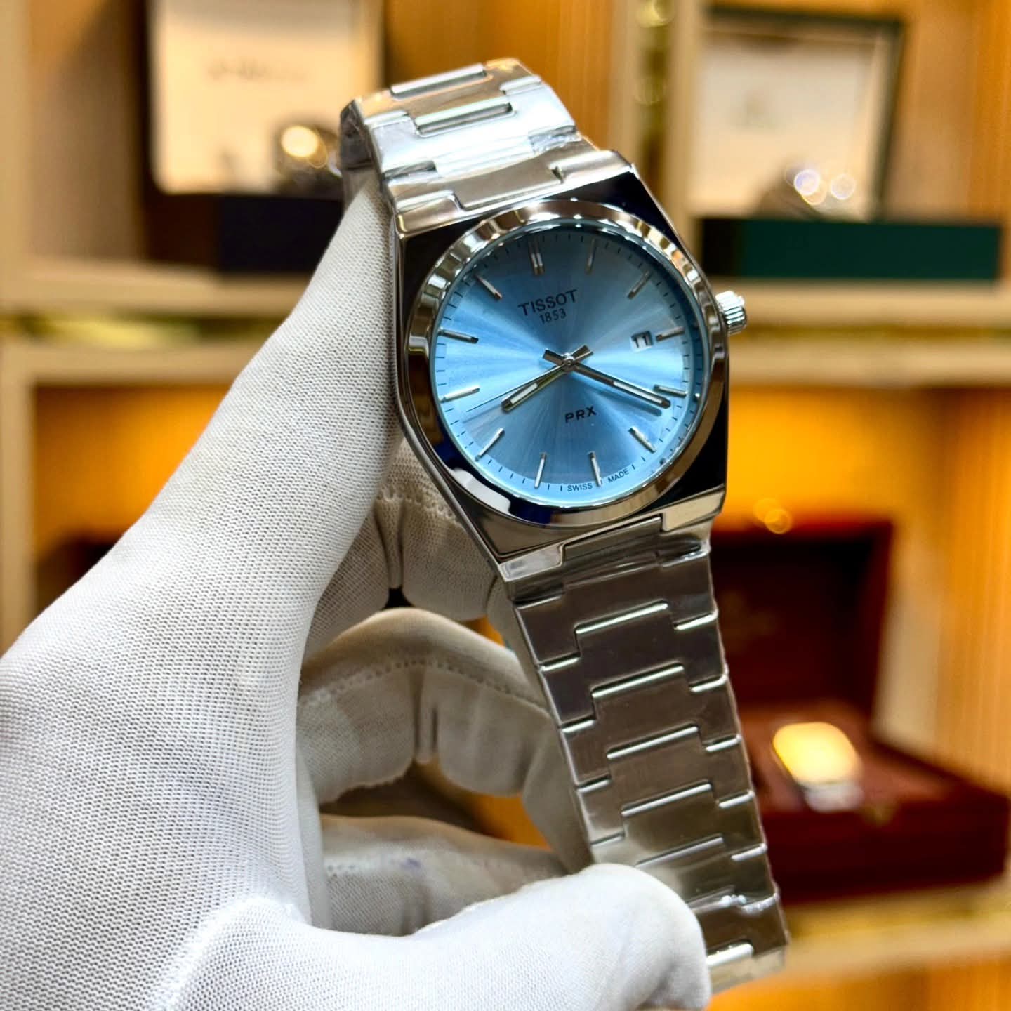 Tissot prx stainless steel with date. Premium Quality luxury watch (Plain Dial)