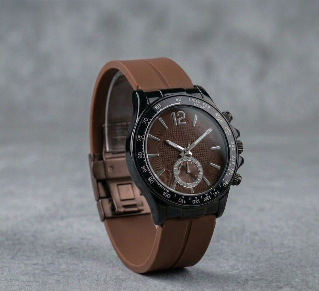 Round Dial Rubber Silicone Strap Watch with Magnet Lock