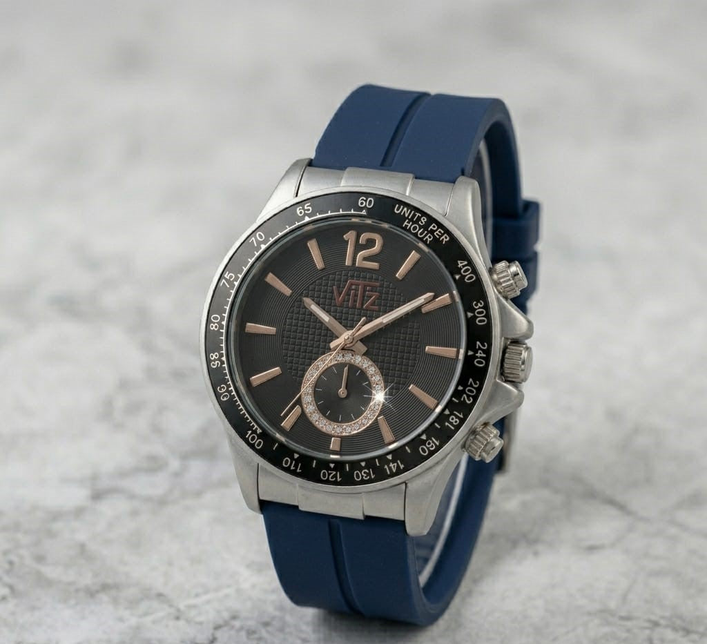 Round Dial Rubber Silicone Strap Watch with Magnet Lock