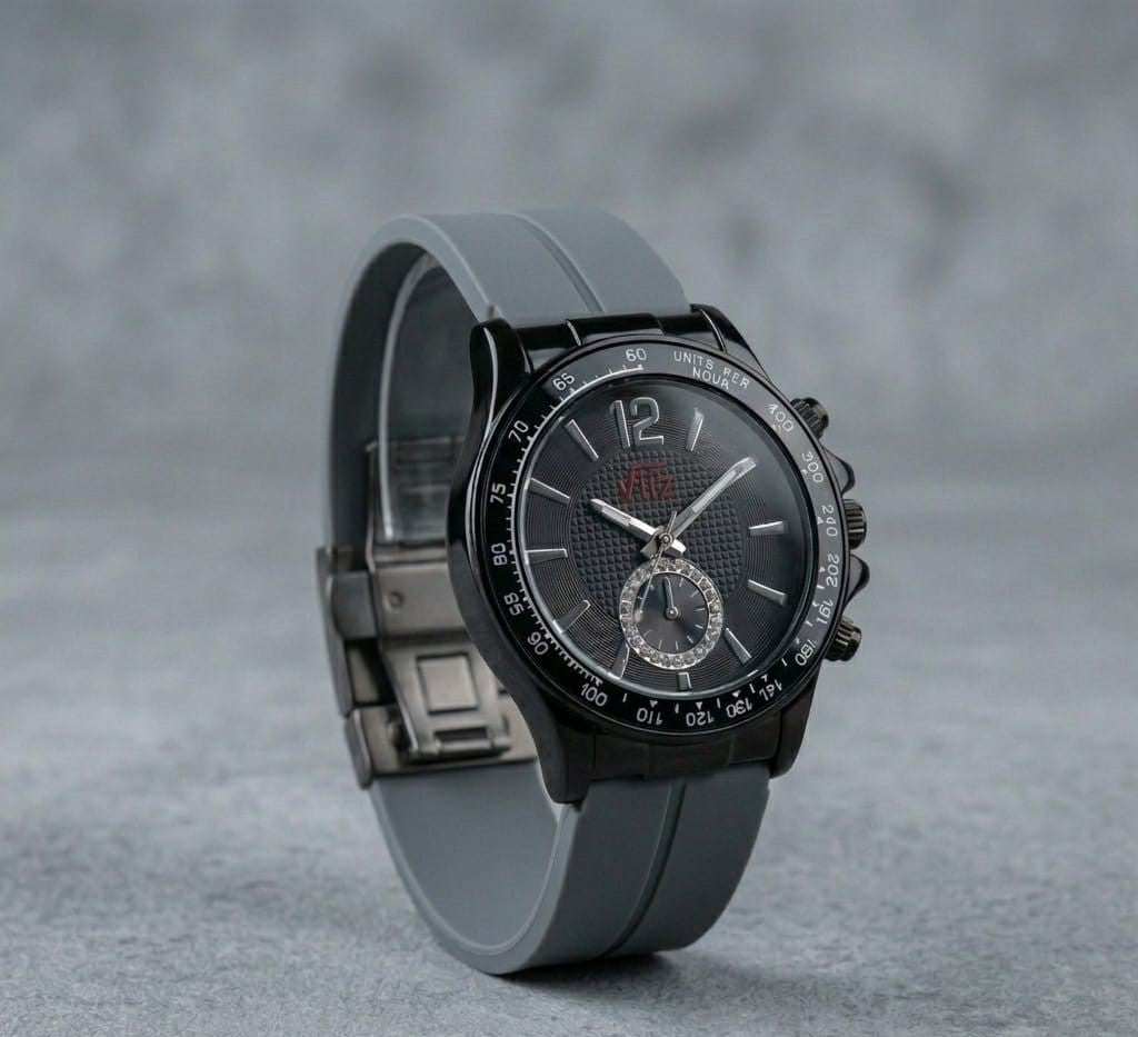 Round Dial Rubber Silicone Strap Watch with Magnet Lock