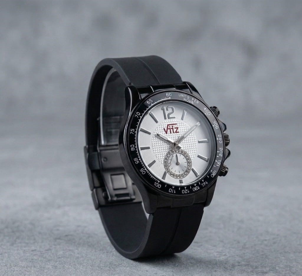 Round Dial Rubber Silicone Strap Watch with Magnet Lock