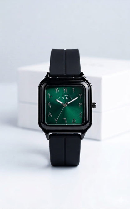 SABR Stealth Square Watch with Eastern Arabic Numerals – Magnetic Strap & Sunray Dial