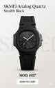 SKMEI Stealth Black Analog Quartz Silicone Strap – Model 1957
