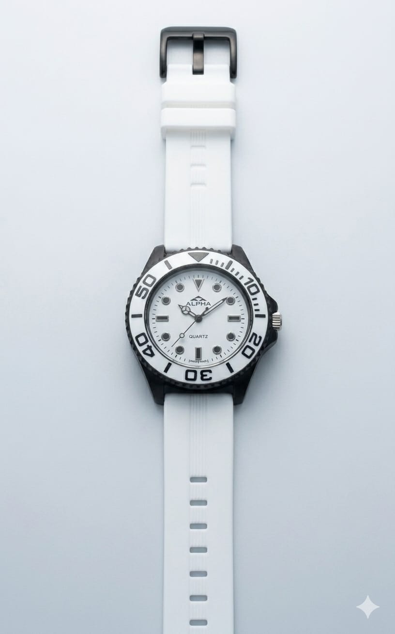 Alpha "Panda" Diver –Silicone Strap Sports Edition(Non Rotational Bezel)