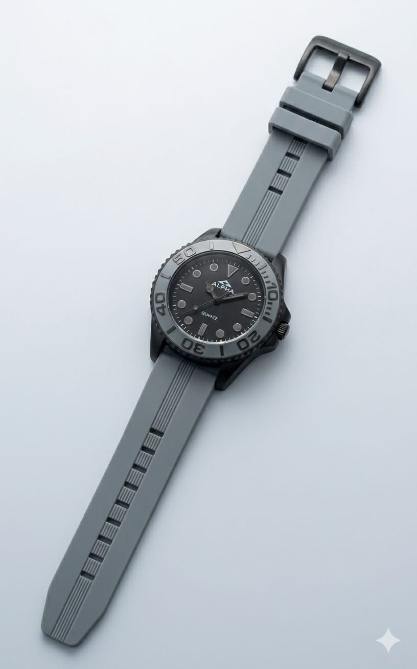 Alpha "Panda" Diver –Silicone Strap Sports Edition(Non Rotational Bezel)