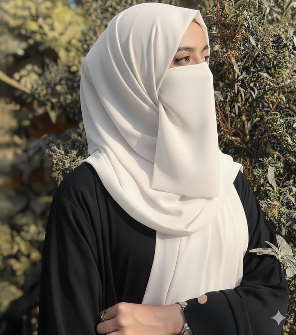 Hijab Set, Hijab with Same Niqab patti Set For Girls and Women
