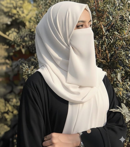 Hijab Set, Hijab with Same Niqab patti Set For Girls and Women